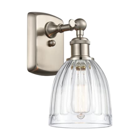 A large image of the Innovations Lighting 516-1W Brookfield Brushed Satin Nickel / Clear