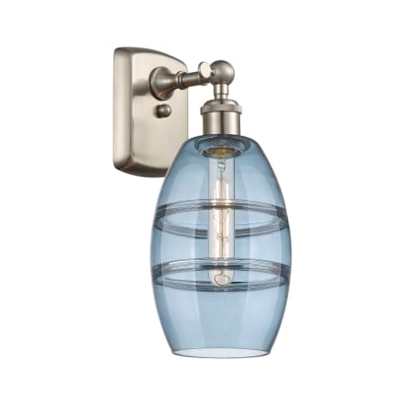 A large image of the Innovations Lighting 516-1W-10-6 Vaz Sconce Brushed Satin Nickel / Princess Blue