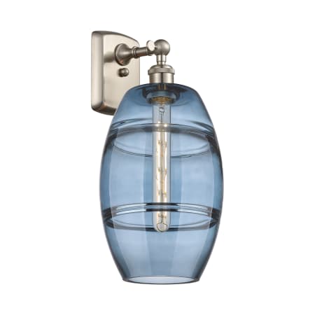 A large image of the Innovations Lighting 516-1W-11-8 Vaz Sconce Brushed Satin Nickel / Princess Blue