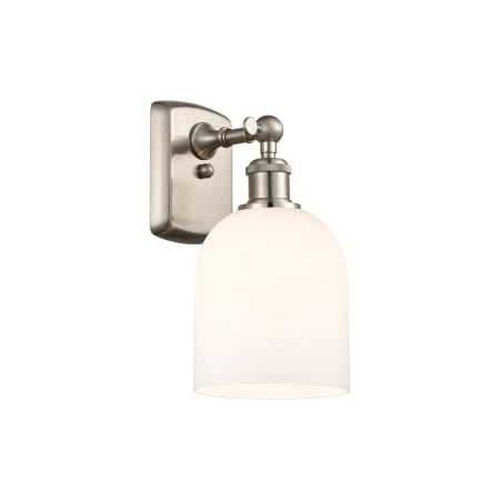 A large image of the Innovations Lighting 516-1W-11-6 Bella Sconce Brushed Satin Nickel / Glossy White