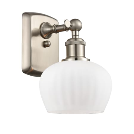 A large image of the Innovations Lighting 516-1W Fenton Brushed Satin Nickel / Matte White