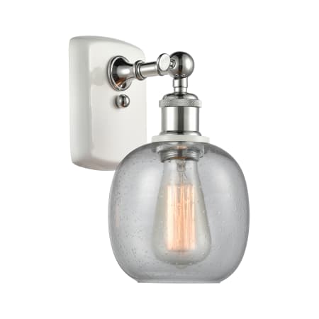 A large image of the Innovations Lighting 516-1W Belfast White and Polished Chrome / Seedy