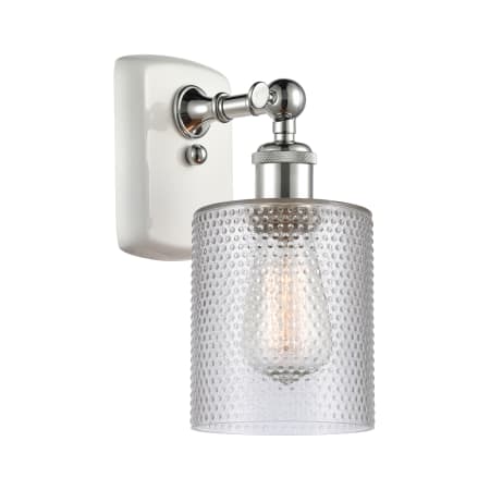 A large image of the Innovations Lighting 516-1W Cobbleskill White and Polished Chrome / Clear