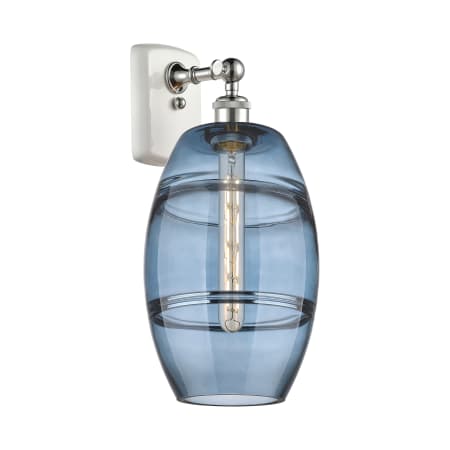 A large image of the Innovations Lighting 516-1W-11-8 Vaz Sconce White Polished Chrome / Princess Blue