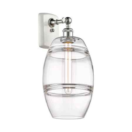 A large image of the Innovations Lighting 516-1W-11-8 Vaz Sconce White Polished Chrome / Clear