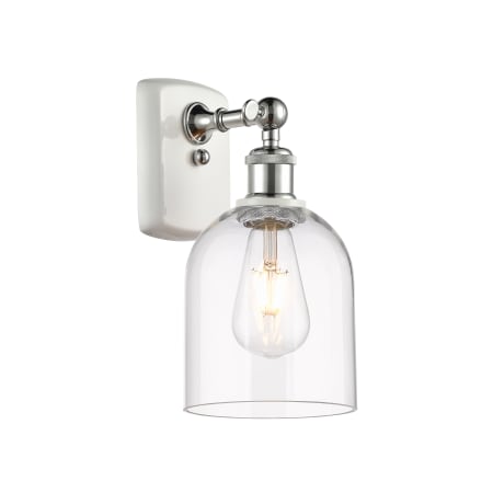 A large image of the Innovations Lighting 516-1W-11-6 Bella Sconce White Polished Chrome / Clear