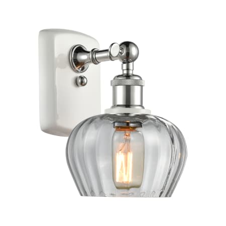 A large image of the Innovations Lighting 516-1W Fenton White and Polished Chrome / Clear