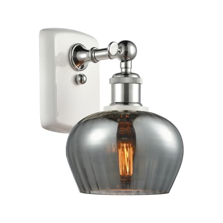 A large image of the Innovations Lighting 516-1W Fenton White and Polished Chrome / Plated Smoke