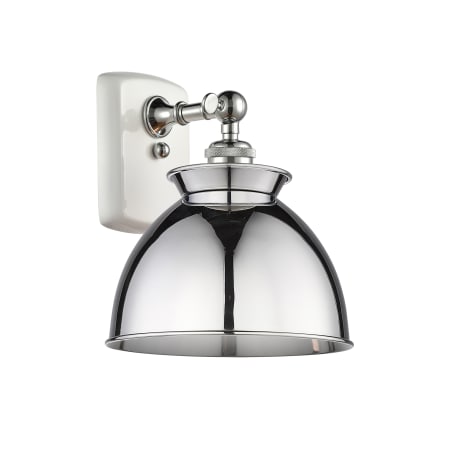 A large image of the Innovations Lighting 516-1W-12-9 Adirondack Sconce White / Polished Chrome