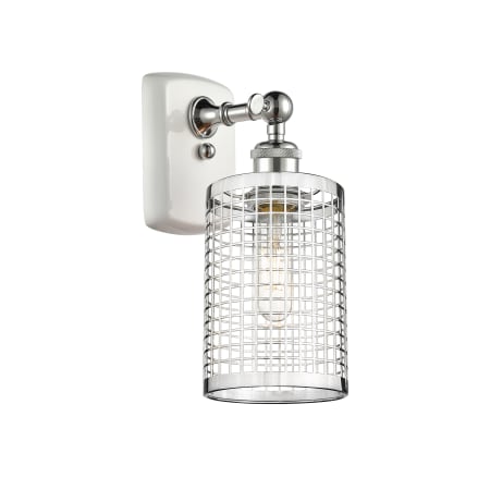 A large image of the Innovations Lighting 516-1W-13-5 Nestbrook Sconce White / Polished Chrome