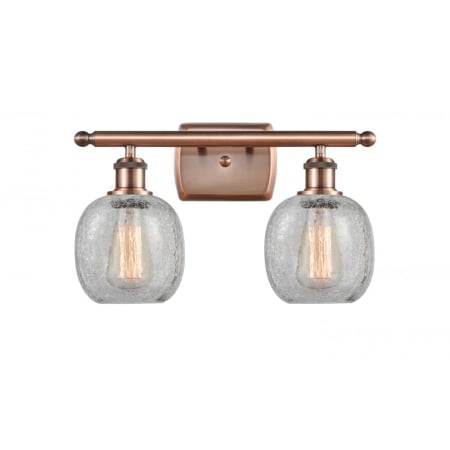 A large image of the Innovations Lighting 516-2W Belfast Antique Copper / Clear Crackle