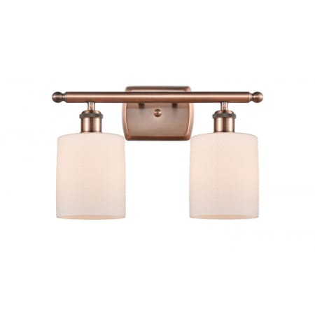 A large image of the Innovations Lighting 516-2W Cobbleskill Antique Copper / Matte White