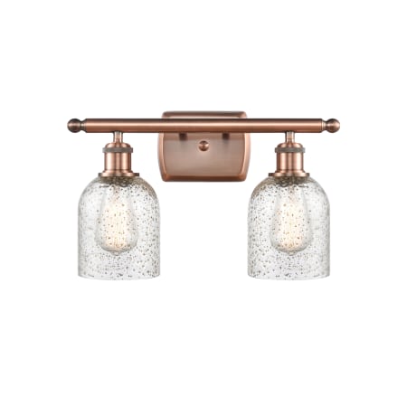 A large image of the Innovations Lighting 516-2W-12-16 Caledonia Vanity Mica / Antique Copper