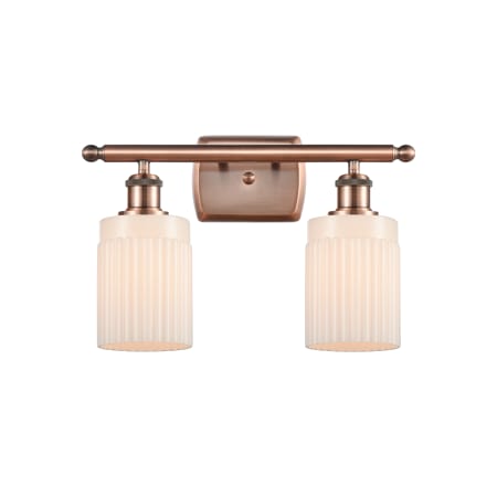 A large image of the Innovations Lighting 516-2W Hadley Antique Copper / Matte White