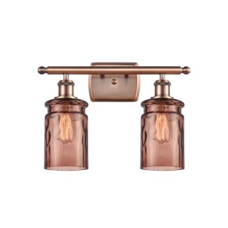 A large image of the Innovations Lighting 516-2W Candor Antique Copper / Toffee Waterglass