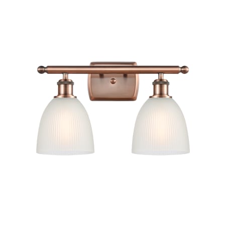 A large image of the Innovations Lighting 516-2W Castile Antique Copper / White