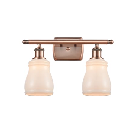 A large image of the Innovations Lighting 516-2W Ellery Antique Copper / White