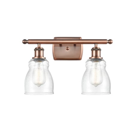 A large image of the Innovations Lighting 516-2W Ellery Antique Copper / Seedy