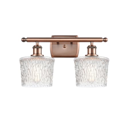 A large image of the Innovations Lighting 516-2W Niagra Antique Copper / Clear