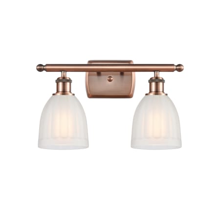 A large image of the Innovations Lighting 516-2W Brookfield Antique Copper / White