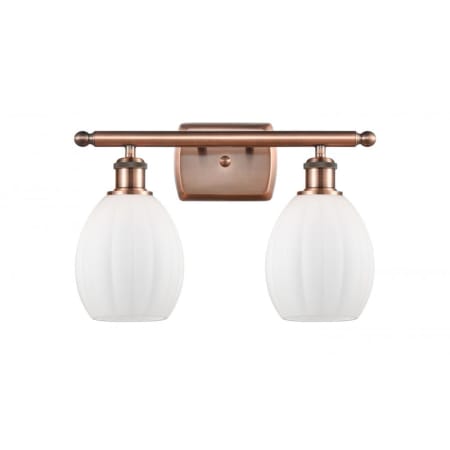 A large image of the Innovations Lighting 516-2W Eaton Antique Copper / Matte White