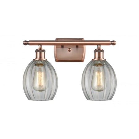 A large image of the Innovations Lighting 516-2W Eaton Antique Copper / Clear