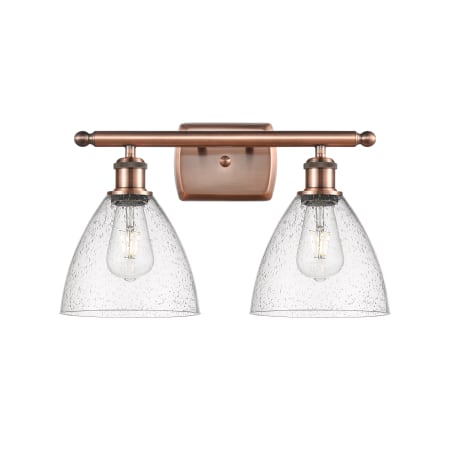 A large image of the Innovations Lighting 516-2W-12-18 Bristol Vanity Antique Copper / Seedy