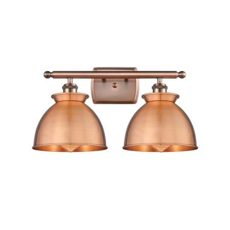 A large image of the Innovations Lighting 516-2W-12-18 Adirondack Vanity Antique Copper