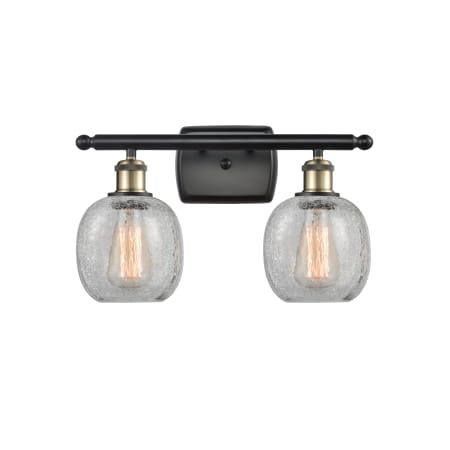 A large image of the Innovations Lighting 516-2W Belfast Black Antique Brass / Clear Crackle