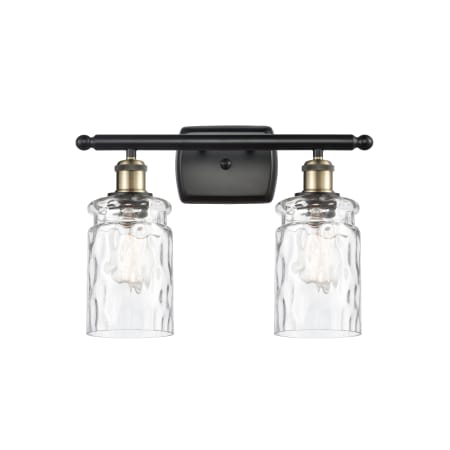 A large image of the Innovations Lighting 516-2W Candor Black Antique Brass / Clear Waterglass