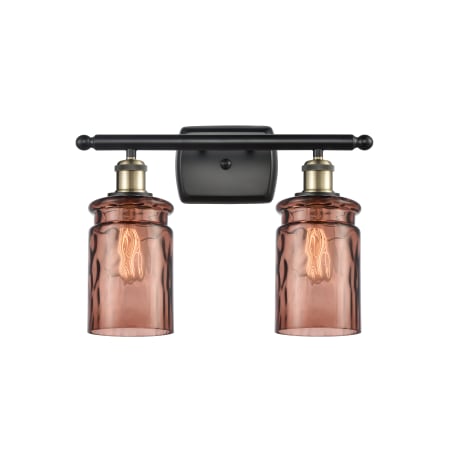 A large image of the Innovations Lighting 516-2W Candor Black Antique Brass / Toffee Waterglass