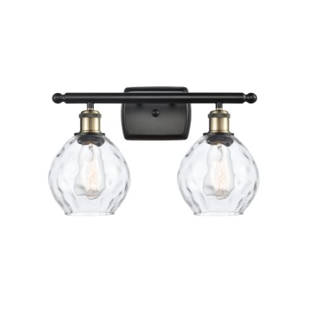 A large image of the Innovations Lighting 516-2W Small Waverly Black Antique Brass / Clear