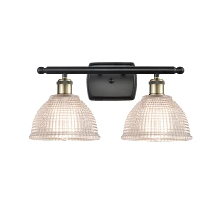 A large image of the Innovations Lighting 516-2W Arietta Black Antique Brass / Clear