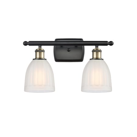 A large image of the Innovations Lighting 516-2W Brookfield Black Antique Brass / White
