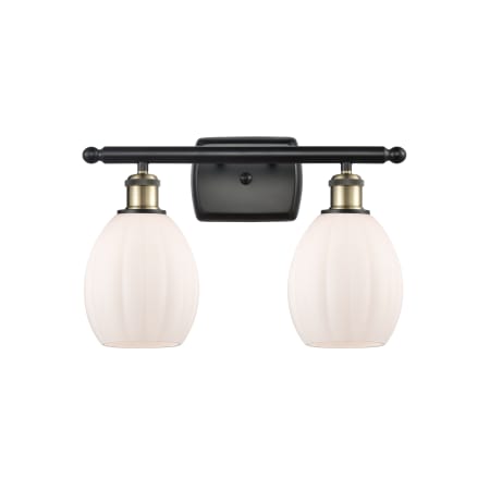 A large image of the Innovations Lighting 516-2W Eaton Black Antique Brass / Matte White