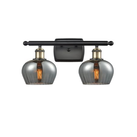 A large image of the Innovations Lighting 516-2W Fenton Black Antique Brass / Plated Smoke