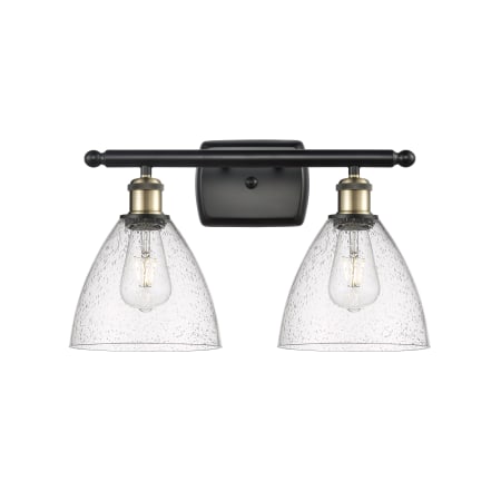 A large image of the Innovations Lighting 516-2W-12-18 Bristol Vanity Black Antique Brass / Seedy