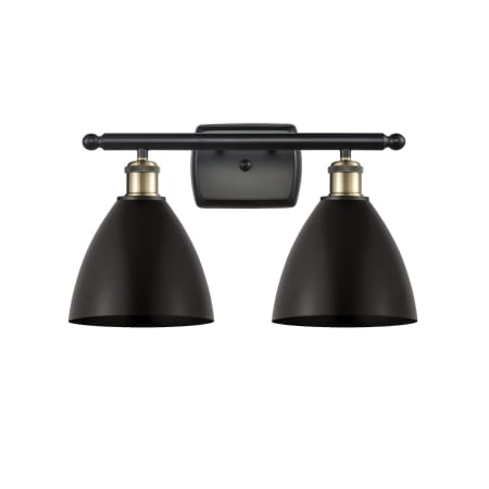 A large image of the Innovations Lighting 516-2W-11-18 Bristol Vanity Black Antique Brass / Matte Black