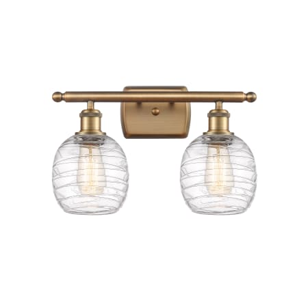 A large image of the Innovations Lighting 516-2W-11-16 Belfast Vanity Brushed Brass / Deco Swirl