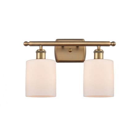 A large image of the Innovations Lighting 516-2W Cobbleskill Brushed Brass / Matte White