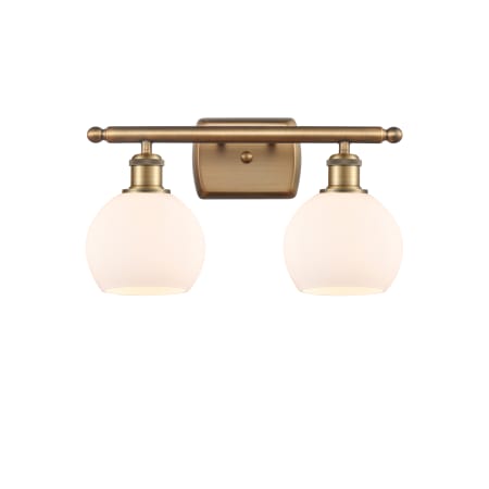 A large image of the Innovations Lighting 516-2W-9-16 Athens Vanity Brushed Brass / Matte White