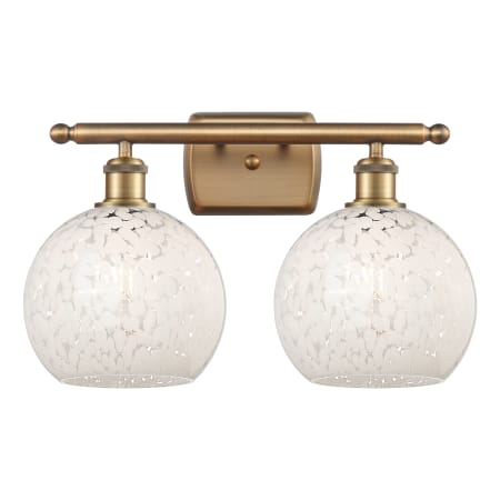 A large image of the Innovations Lighting 516-2W-11-18 White Mouchette Vanity Brushed Brass / White Mouchette