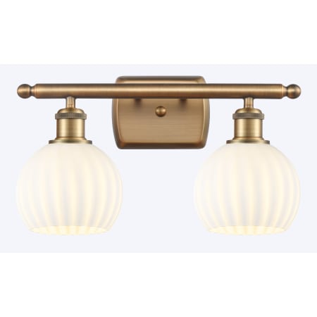 A large image of the Innovations Lighting 516-2W-9-16 White Venetian Vanity Brushed Brass / White Venetian