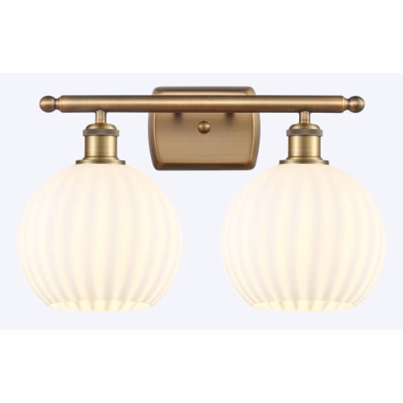 A large image of the Innovations Lighting 516-2W-11-18 White Venetian Vanity Brushed Brass / White Venetian