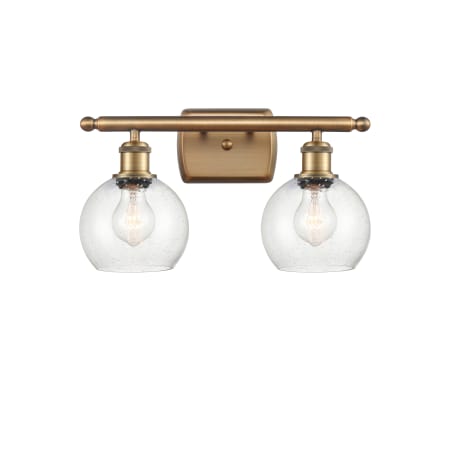 A large image of the Innovations Lighting 516-2W-9-16 Athens Vanity Brushed Brass / Seedy