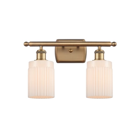 A large image of the Innovations Lighting 516-2W Hadley Brushed Brass / Matte White