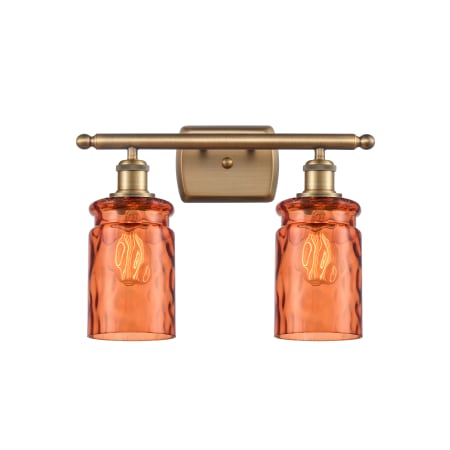 A large image of the Innovations Lighting 516-2W Candor Brushed Brass / Turmeric Waterglass