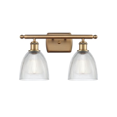 A large image of the Innovations Lighting 516-2W Castile Brushed Brass / Clear