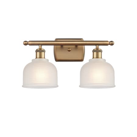 A large image of the Innovations Lighting 516-2W Dayton Brushed Brass / White