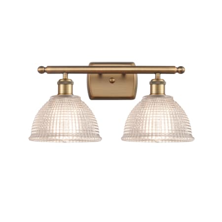 A large image of the Innovations Lighting 516-2W Arietta Brushed Brass / Clear